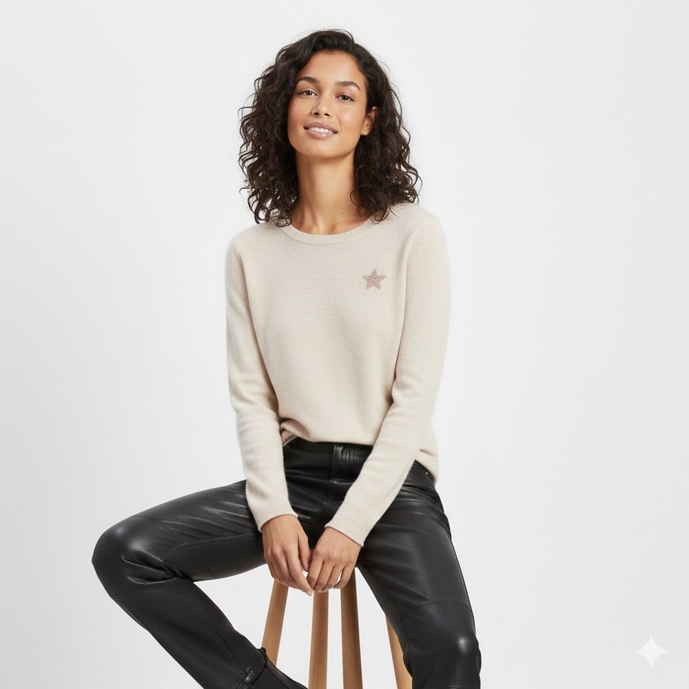 J.Crew 100% Cashmere SoftGirl Sweater Sz- S Cloud Dancer Coquette Balletcore